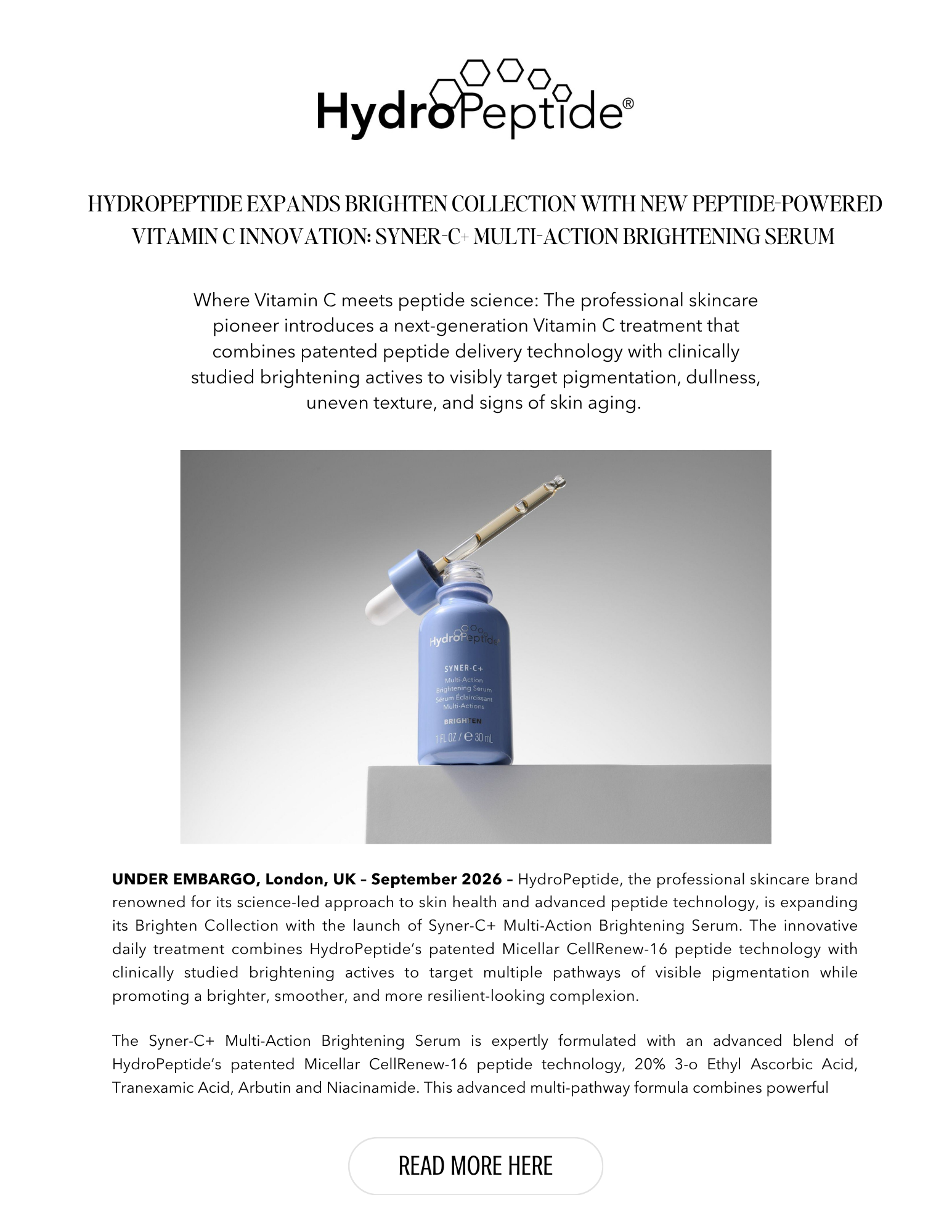 EB26 HydroPeptide Syner C Press Release